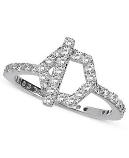 CRISLU Ring, Platinum Over Sterling Silver Cubic Zirconia Hexagon Ring