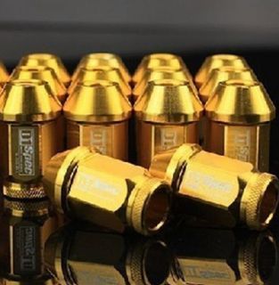 16x 52mm D1 Spec Lug Nuts in Gold M12 P1 5mm