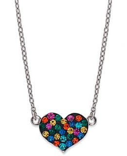 Unwritten Sterling Silver Necklace, Multicolored Crystal Heart