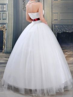 UK Luxury Sash Satin Rhinestones Wedding Dress M WD62