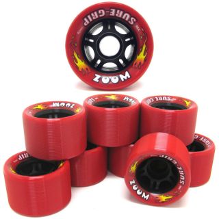 Sure Grip Zoom Red Quad Speed Roller Skate Wheels 8 Count Set