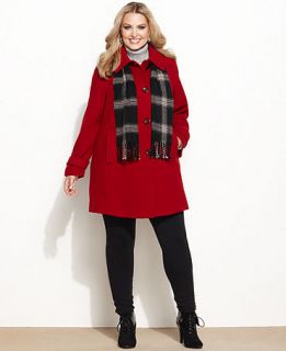 London Fog Plus Size Coat, Raglan Wool Blend & Matching Scarf   Womens