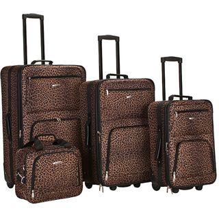 Travel Leopard Print 4 Piece Expandable Luggage Set Suitcases