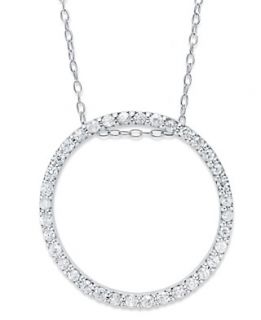 Brilliant Sterling Silver Necklace, Cubic Zirconia Circle Pendant