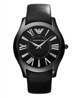 Emporio Armani Watch, Mens Black Leather Strap AR2059