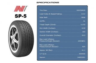 New Tires Nankang SP5 265 50 20 265 50R 20 SUV 20inch