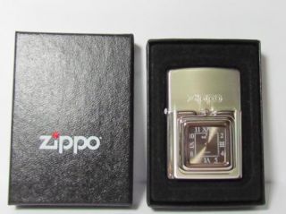 Clock Zippo Lighter Japan Box Has Wear RARE Item Vtg Watch Logo