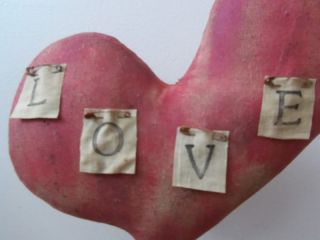 Primitive Grungy Heart Cupboard Make do Valentines Day