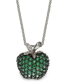 Sterling Silver Necklace, Green Swarovski Zirconia (4 ct. t.w.) and