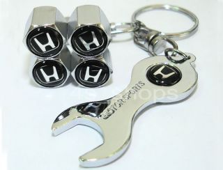 Honda Black Logo Emblem Wheel Tire Valve tyre valve Air Caps + Wrench