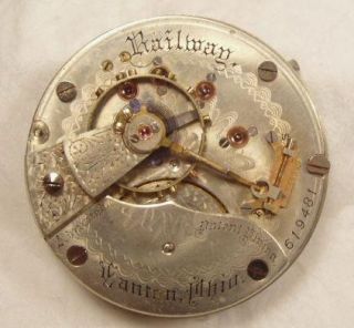 Antique 1888 Hampden 18 Size Railway Railroad Pocket Watch Movement