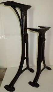 Vintage Machine Age Industrial Adjustable Cast Iron Table Base Legs No