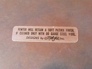 Pewter Tin Hand Finished by Metzke Inc Collectible