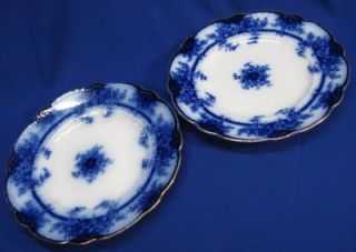 Flow Blue Dinner Plates Kelvin Pattern by Alfred Meakin