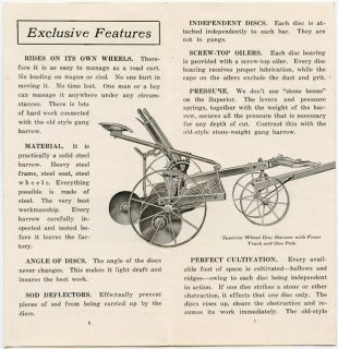 advertising for th e Superior Disc Harrow On Wheels, c1925. Excellent