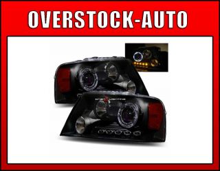 2004 2007 Ford F150 LED Halo Projector Headlights Black