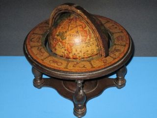 Rotating Old World Zodiac Vintage Globe on Wooden Stand Very Nice