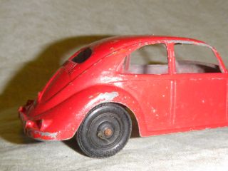 Vintage Old Red Tootsie Toy VW Bug Beetle Oval Window Volkswagen Metal