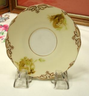 Silesia 4 3 4 Old Ivory Rose Saucer 162 w Signant on Back H 32