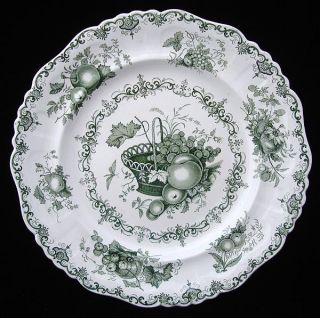 Staffordshire Green Transferware Plate Fruit Basket 1845