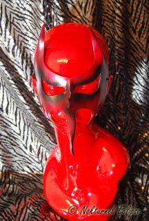 Red Devil Leather Mask Horns Beak Masquerade Costume
