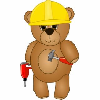 Cute Little Cartoon Teddy Bear Handyman with Tools Photo Cut Outs