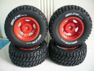Pieces SCT RED Rims + Tires for all 1/10 Short Course Truck Fit Masc