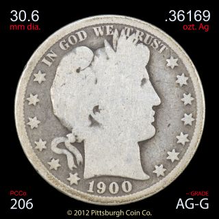 1900 Barber Half Dollar Liberty Head 90 Silver