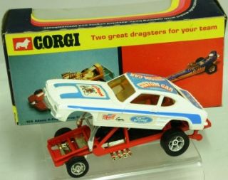 Corgi Toys 163 Whizzwheels Santa Pod Glow Worm Dragster Ford Capri Car