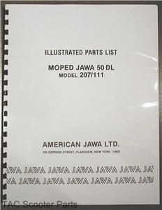 1979 Jawa 50DL Moped Parts Book Model 207 111