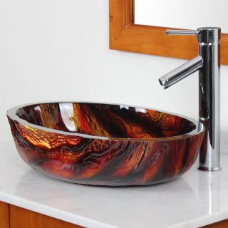 Molten Lava Bathroom Oval Glass Vessel Sink for Faucet Vanity