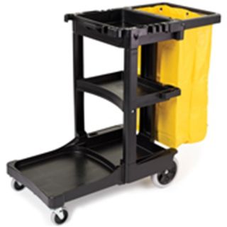 Rubbermaid FG617388BLA Cleaning Cart with Zippered Yellow Vinyl Bag
