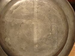 Antique Pewter Charger Crown Mark 18th Century 14 1 8 Inches