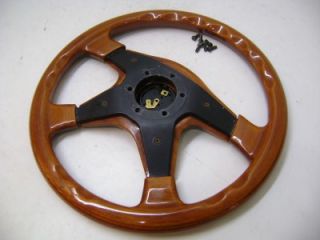 Wood Grain Classic Steering Wheel with Momo Original Horn Button