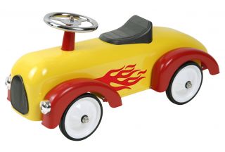 New Kids Toddler Classic Yellow Red Flamed Race Car Ride on Push Along
