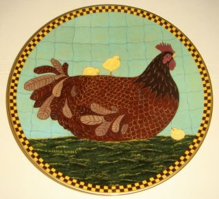 Lenox Warren Kimble Barnyard Animals Brown Hen with Chicks Folk Art