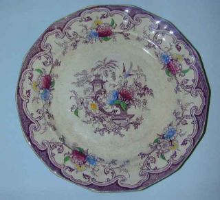 1800s Florilla Plate Colorful Iron Stone Staffordshire