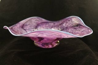 Lavender Purple Hand Blown Glass Bowl or Wall Platter Home Art