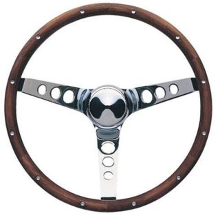 New Grant 13.5 Classic Polished Wood Rimmed 3 Spoke Steering Wheel, 3
