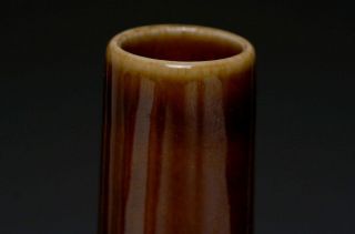 Antique Chinese 18th C Porcelain Kangxi Iron Red Glaze Vase Signed