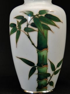 Beautiful Japanese Asian Enamel Wire Cloisonne Bamboo Tree Vase
