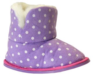 New Toddler Girls Purple Faux Fur Slipper Booties Boot Slippers Size 4