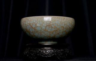 Big Antique Chinese Song Porcelain Sky Blue Ice Crackle Bowl 325PB
