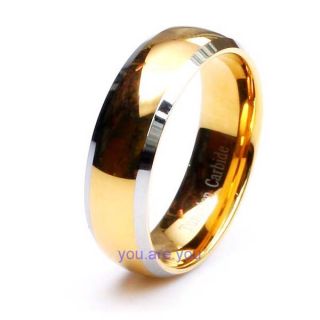 New Mens 18K Gold Plated Polished Tungsten Wedding Band Bridal Ring