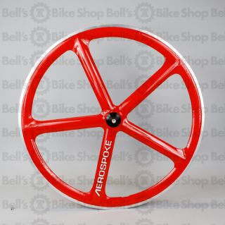 Aerospoke Track Front Wheel Red Machined Bolt on 700c