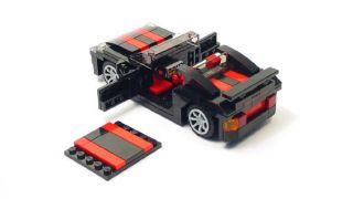 Lego Custom Black Muscle Car w Red City 10185 10197 8402 3648 4643