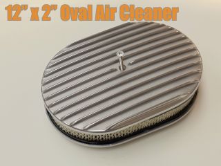 12in x 2in Full Finned Polished Aluminum Oval Air Cleaner Filter 5 1