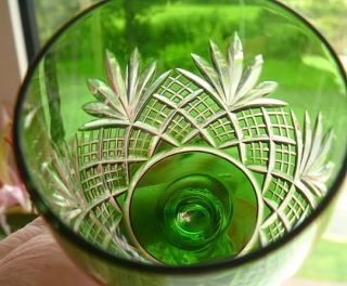 Bohemian Harlequin Glass 2 Emerald Green Sherry Glasses