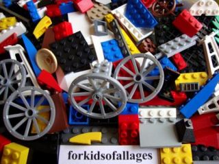 Piece Lego Lot Fun Mix w/Wagon Wheels Bricks Plates Specialty Parts+