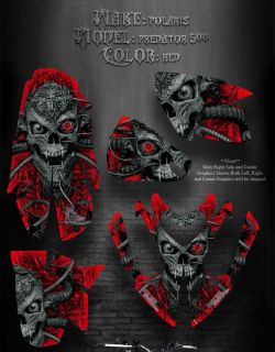Polaris Predator 500 ATV Graphics Machinehead Red Model Skull